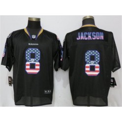 Baltimore Ravens #8 Lamar Jackson Black USA Flag Fashion Elite Nike NFL Men Jersey