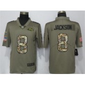 Baltimore Ravens #8 Lamar Jackson Olive Camo Salute to Service Limted Nike NFL Men Jersey