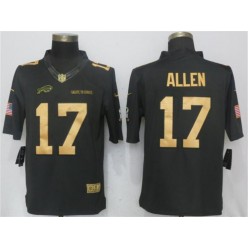 Buffalo Bills #17 Josh Allen Anthracite Gold Salute To Service Limited Nike NFL Men Jersey