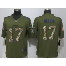 Buffalo Bills #17 Josh Allen Army Green Salute To Service Limited Nike NFL Men Jersey