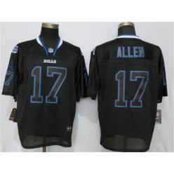Buffalo Bills #17 Josh Allen Black Lights Out Elite Nike NFL Men Jersey