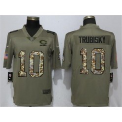 Chicago Bears #10 Mitchell Trubisky Olive Camo Salute To Service Limited Nike NFL Men Jersey