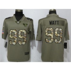 Houston Texans #99 J.J. Watt Olive Camo Salute To Service Limted Nike NFL Men Jersey
