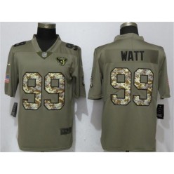 Houston Texans #99 J.J. Watt Olive Camo Salute To Service Limted Nike NFL Men Jersey