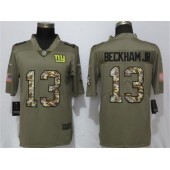 New York Giants #13 Odell Beckham Jr. Olive Camo Salute To Service Limted Nike NFL Men Jersey
