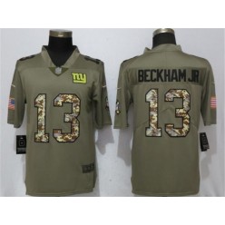 New York Giants #13 Odell Beckham Jr. Olive Camo Salute To Service Limted Nike NFL Men Jersey