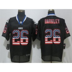 New York Giants #26 Saquon Barkley Black USA Flag Elite Nike NFL Men Jersey