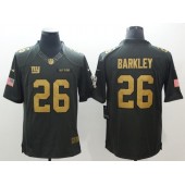 New York Giants #26 Saquon Barkley Gold Anthracite Salute To Service Limited Nike NFL Men Jersey