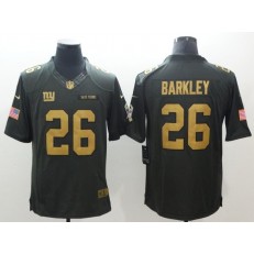 New York Giants #26 Saquon Barkley Gold Anthracite Salute To Service Limited Nike NFL Men Jersey