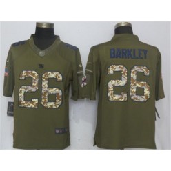New York Giants #26 Saquon Barkleyn Olive Salute To Service Limited Nike NFL Men Jersey