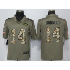 New York Jets 14 Sam Darnold Olive Camo Salute to Service Limted Nike NFL Men Jersey