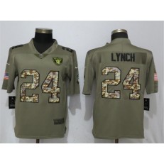Oakland Raiders #24 Marshawn Lynch Olive Camo Salute To Service Limited Nike NFL Men Jersey
