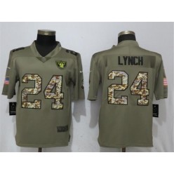 Oakland Raiders #24 Marshawn Lynch Olive Camo Salute To Service Limited Nike NFL Men Jersey