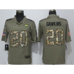 Philadelphia Eagles #20 Brian Dawkins Olive Camo Salute To Service Limited Nike NFL Men Jersey