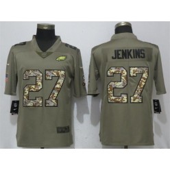 Philadelphia Eagles #27 Malcolm Jenkins Olive Camo Salute To Service Limited Nike NFL Men Jersey