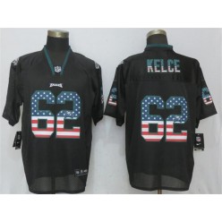 Philadelphia Eagles #62 Jason Kelce Black USA Flag Elite Nike NFL Men Jersey