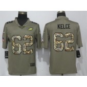 Philadelphia Eagles #62 Jason Kelce Olive Camo Salute To Service Limited Nike NFL Men Jersey