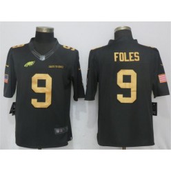Philadelphia Eagles #9 Nick Foles Anthracite Gold Salute To Service Limited Nike NFL Men Jersey