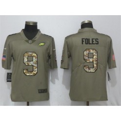 Philadelphia Eagles #9 Nick Foles Olive Camo Salute To Service Limited Nike NFL Men Jersey