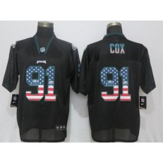 Philadelphia Eagles #91 Fletcher Cox Black USA Flag Fashion Elite Nike NFL Men Jersey