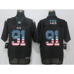Philadelphia Eagles #91 Fletcher Cox Black USA Flag Fashion Elite Nike NFL Men Jersey
