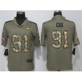 Philadelphia Eagles #91 Fletcher Cox Olive Camo Salute To Service Limited Nike NFL Men Jersey