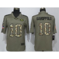 San Francisco 49ers #10 Jimmy Garoppolo Olive Camo Salute To Service Limited Nike NFL Men Jersey