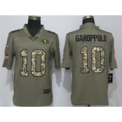 San Francisco 49ers #10 Jimmy Garoppolo Olive Camo Salute To Service Limited Nike NFL Men Jersey