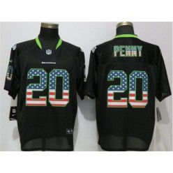 Seattle Seahawks #20 Rashaad Penny Black USA Flag Fashion Elite Nike NFL Men Jersey