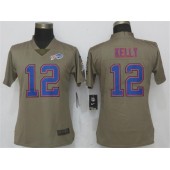 Women Nike Buffalo Bills #12 Jim Kelly Olive Salute To Service Limited NFL Jersey
