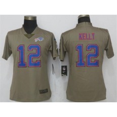 Women Nike Buffalo Bills #12 Jim Kelly Olive Salute To Service Limited NFL Jersey