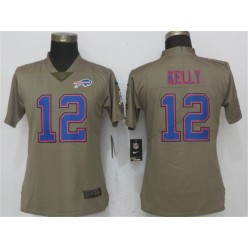 Women Nike Buffalo Bills #12 Jim Kelly Olive Salute To Service Limited NFL Jersey
