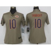 Women Nike Chicago Bears #10 Mitchell Trubisky Olive Salute To Service Limited NFL Jersey