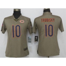 Women Nike Chicago Bears #10 Mitchell Trubisky Olive Salute To Service Limited NFL Jersey