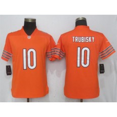 Women Nike Chicago Bears #10 Mitchell Trubisky Orange Vapor Untouchable Limited Player NFL Jersey