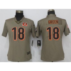 Women Nike Cincinnati Bengals #18 A.J. Green Olive Salute To Service Limited NFL Jersey