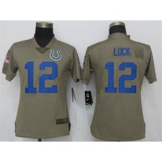 Women Nike Indianapolis Colts #12 Andrew Luck Olive Salute To Service Limited NFL Jersey