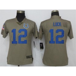 Women Nike Indianapolis Colts #12 Andrew Luck Olive Salute To Service Limited NFL Jersey