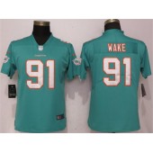 Women Nike Miami Dolphins #91 Cameron Wake Aqua Vapor Untouchable Limited NFL Jersey