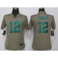 Women Nike New York Jets #12 Joe Namath Olive Salute To Service Limited NFL Jersey