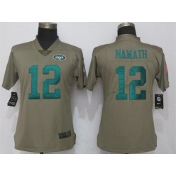 Women Nike New York Jets #12 Joe Namath Olive Salute To Service Limited NFL Jersey