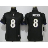 Women Nike Baltimore Ravens #8 LaMar Jackson Black Vapor Untouchable Limited NFL Jersey