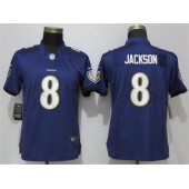 Women Nike Baltimore Ravens #8 LaMar Jackson Purple Vapor Untouchable Limited NFL Jersey