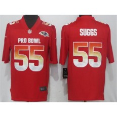 Baltimore Ravens #55 Terrell Suggs Red AFC 2018 Pro Bowl Game Nike NFL Men Jersey