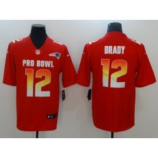 New England Patriots #12 Tom Brady Red AFC 2018 Pro Bowl Limited Nike NFL Men Jersey