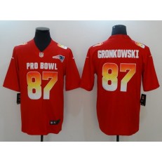 New England Patriots #87 Rob Gronkowski Red AFC 2018 Pro Bowl Limited Nike NFL Men Jersey