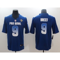 New Orleans Saints #9 Drew Brees Royal NFC 2018 Pro Bowl Game Nike NFL Men Jersey