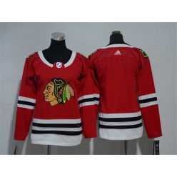 Chicago Blackhawks Blank Red Women Adidas Jersey