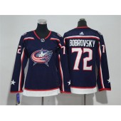 Columbus Blue Jackets 72 Sergei Bobrovsky Navy Women Adidas Jersey