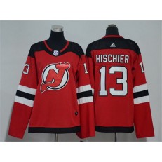 New Jersey Devils 13 Nico Hischier Red Women Adidas Jersey